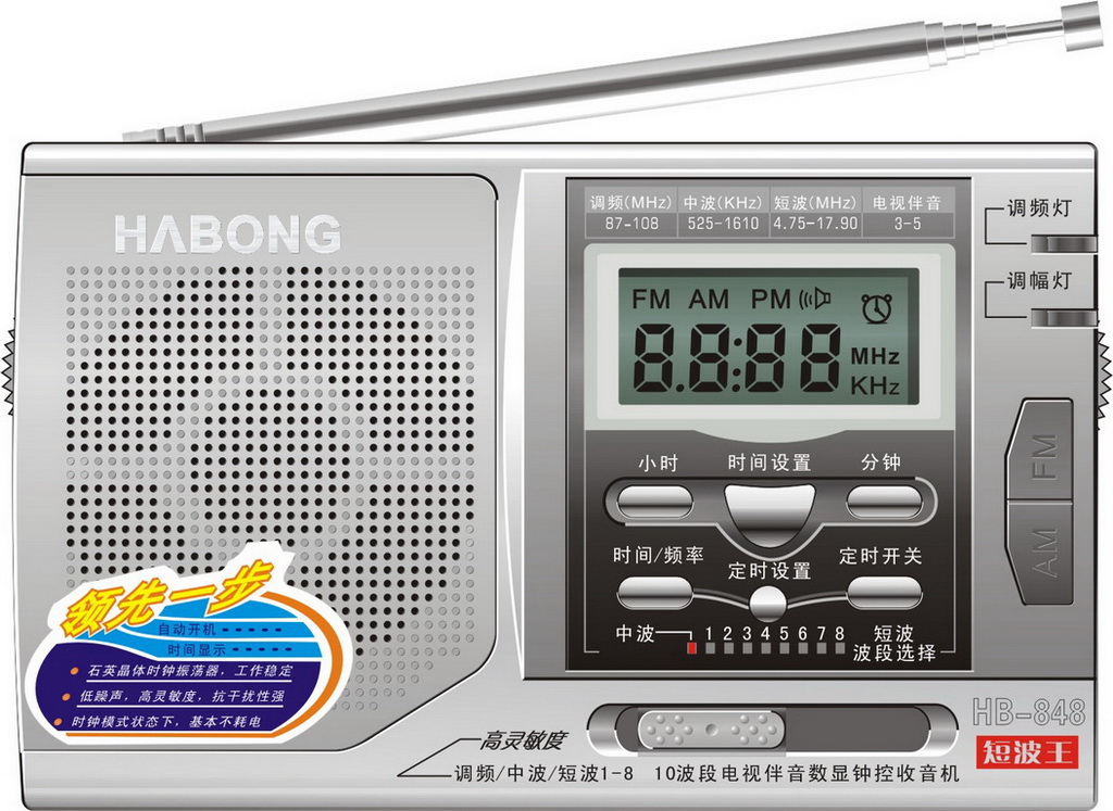 Ten-band Television-Audio Digital Clock-Control Radio
