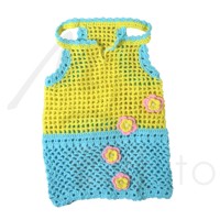Blue Crochet Flower Knit Top