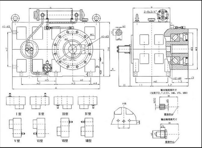 Reduction ZLYJ 180-10 gear box for extruder