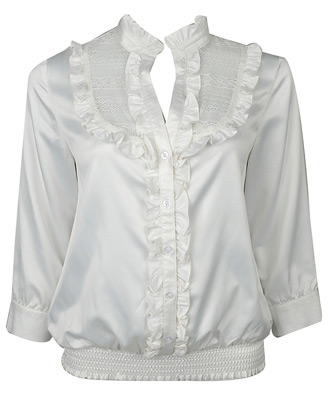 Lace Yoke Satin Blouse