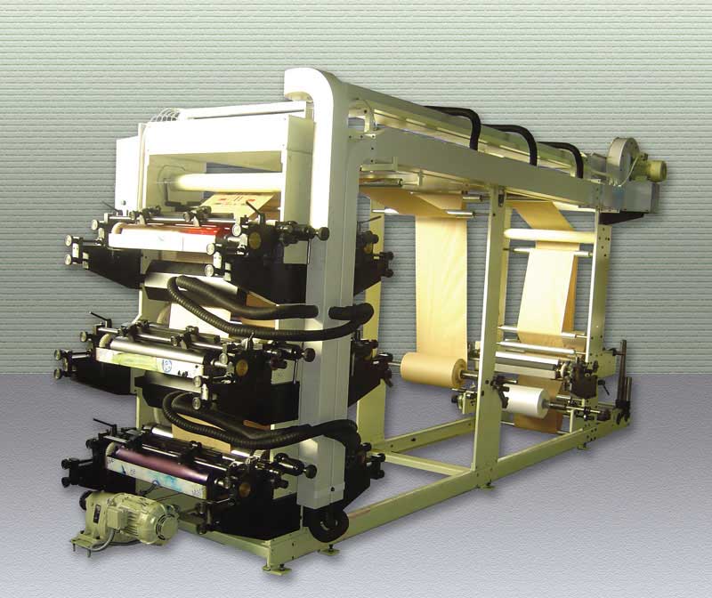 Machine for flexo printing with backing