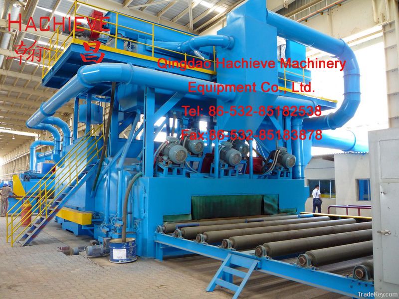 Steel plate shot blasting and painting machine