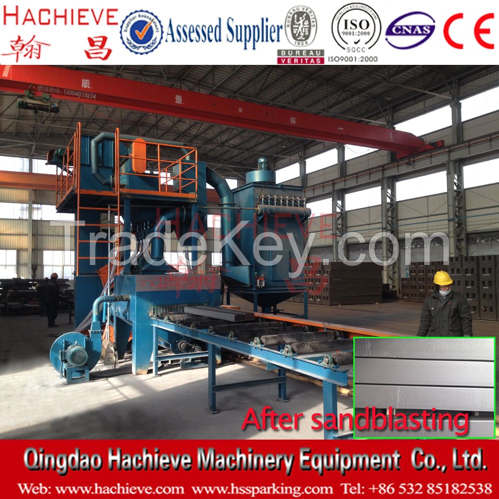 Roller conveyor type Steel Plate And H Beam Sand/Shot Blasting Machine