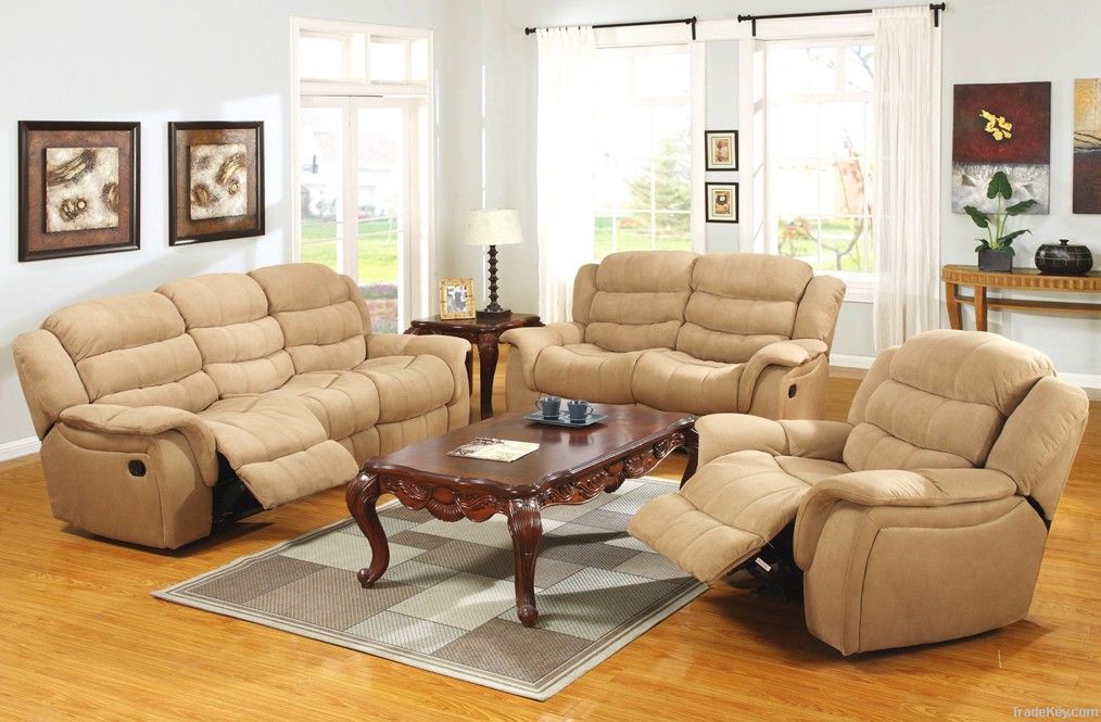 microfiber fabric recliner sofa set