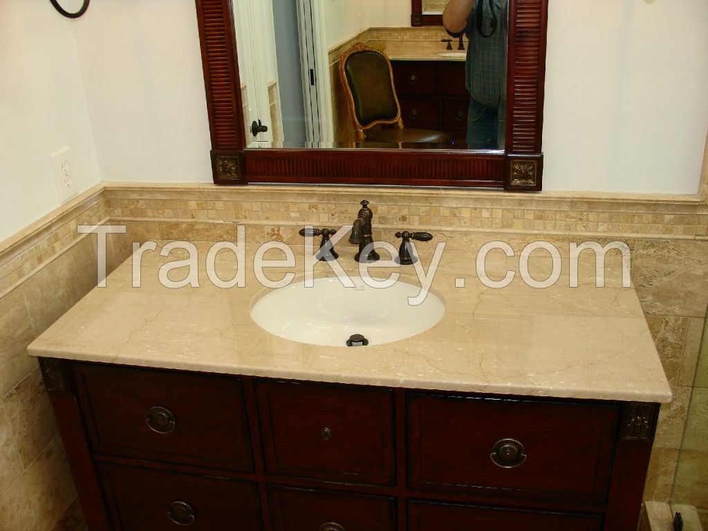 Beige Botticino Classico Marble Bathroom Countertops &amp; Vanity Tops