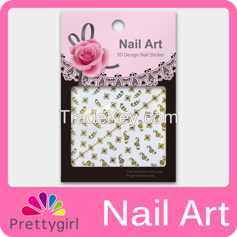 3D Nail Art Stickers Deep Golden Flower Butterfly Heart Nail Printers