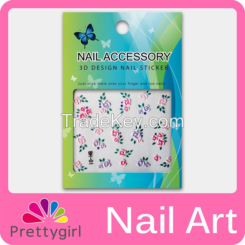 3D Nail Art Stickers Cute Colorful Flower Nail Printer Decoration