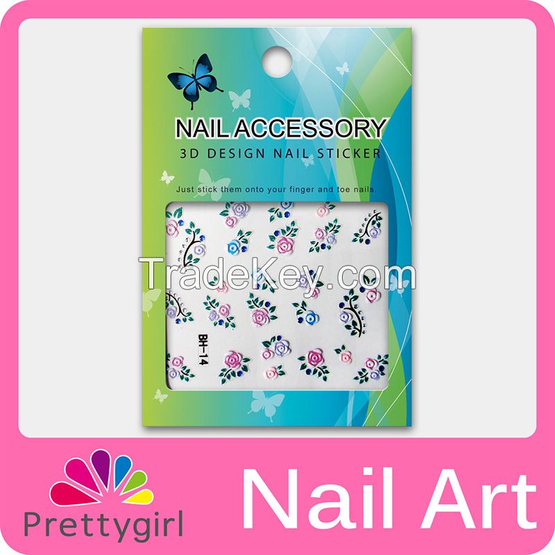 3d Nail Art Stickers Cute Colorful Flower Nail Printer Decoration