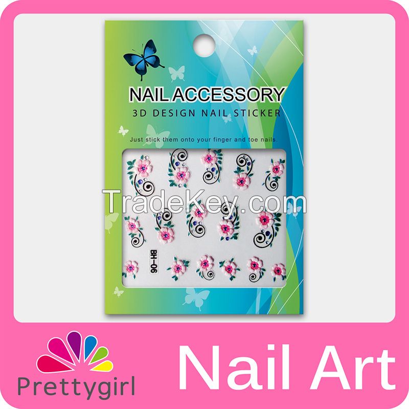 3D Nail Art Stickers Cute Colorful Flower Nail Printer Decoration