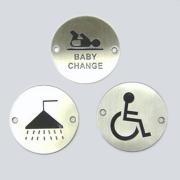 Stainless Steel Signs, baby change sign, shower sign, door signs