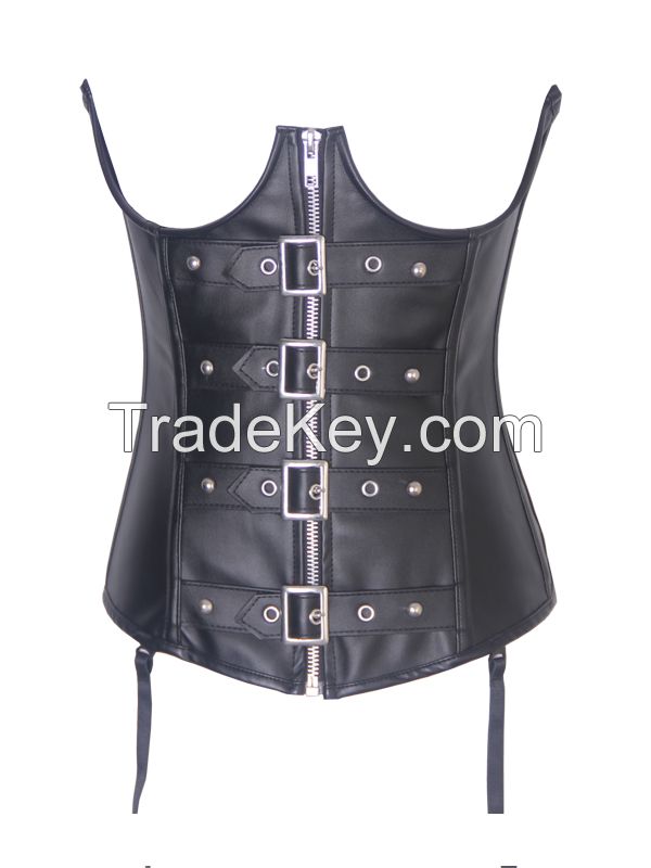 4 Models Sexy Woman Steel Underbust Corset Leather Bustier Shaper