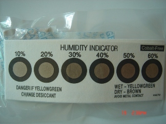 cobalt-free humidity indicator card