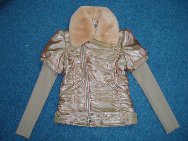 shiny coat with rex rabbit collar