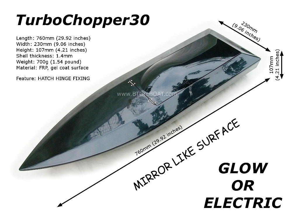 TurboChopper30 mono V hull FRP Glow or Electric
