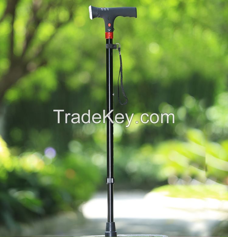Outdoor Elderly Walking Cane Stick with LED and Alarm