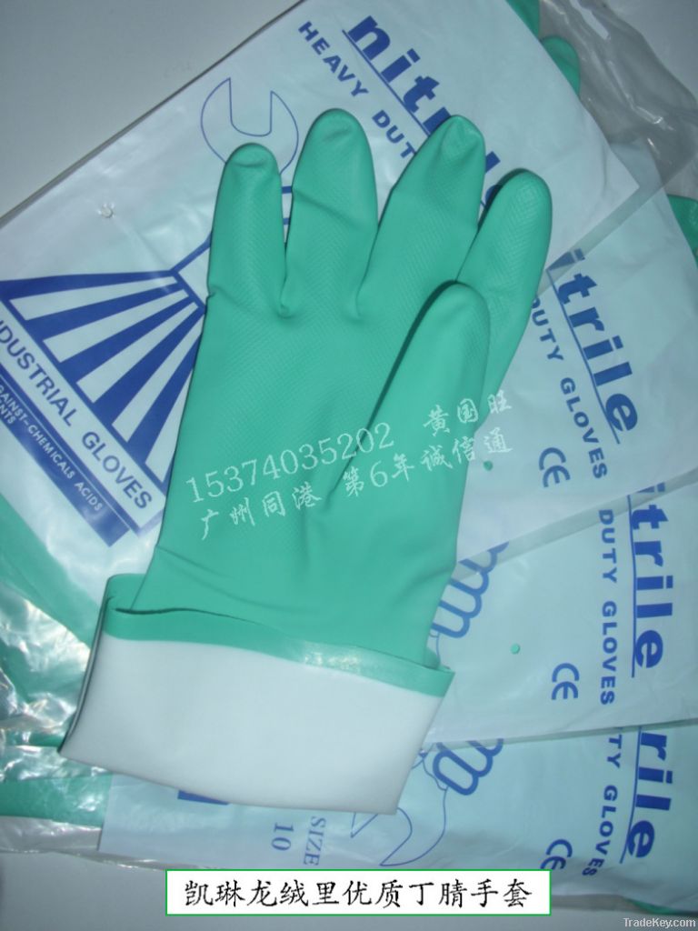 Flock Lined Nitrile Glove.