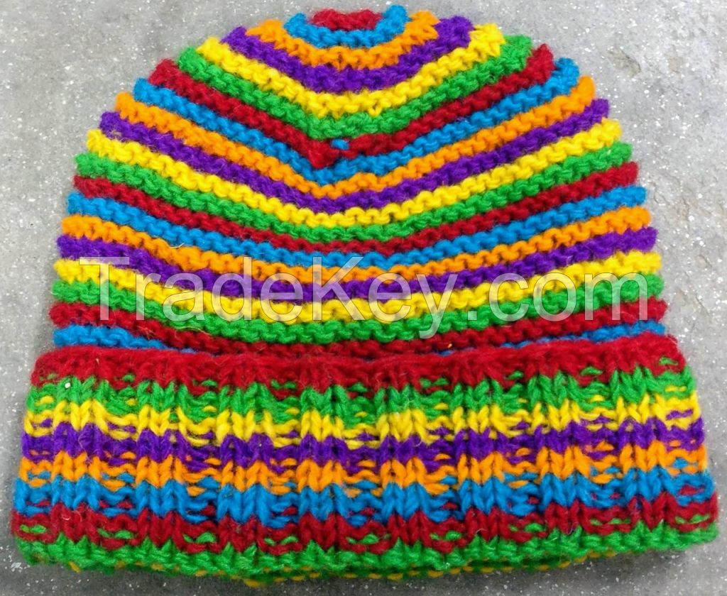 Stripes Woolen Winter Cap -New Arrival