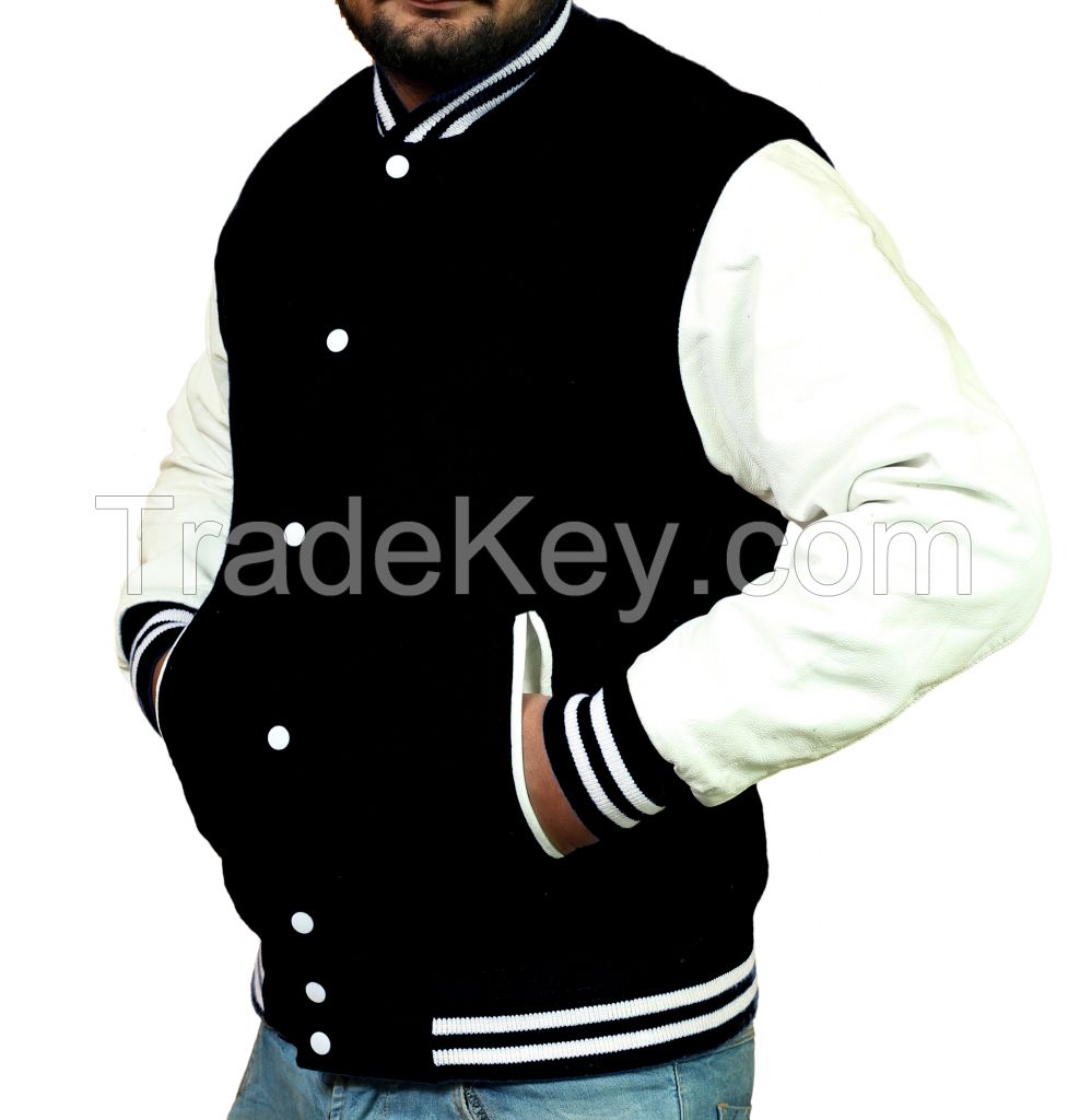 Wool + Leather Varsity College Letterman Jacket