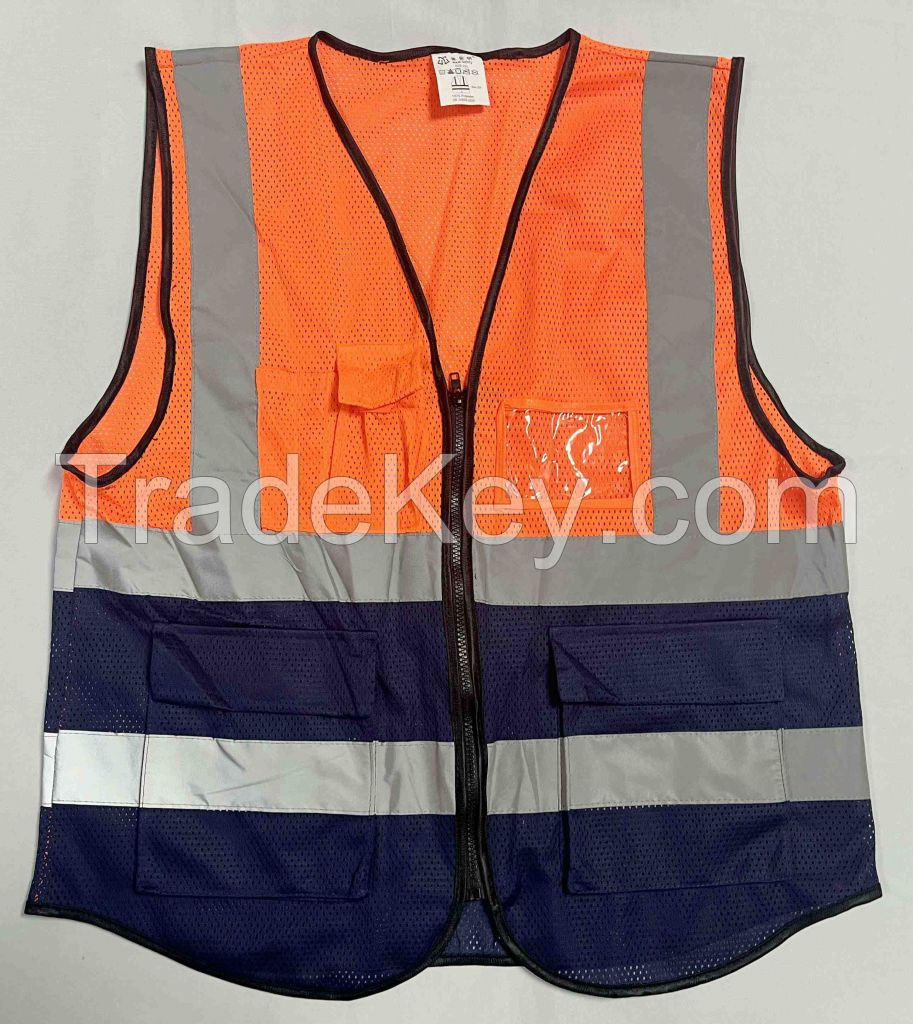 Factory Sale Safety Vest Multi Functional Pockets Security Protection Reflective Vest Safety Clothing