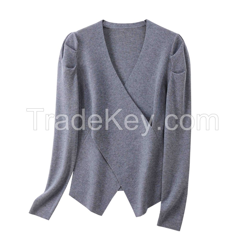 2026 Lady's Woollen Sweater French V-neck style makes you look slimmer