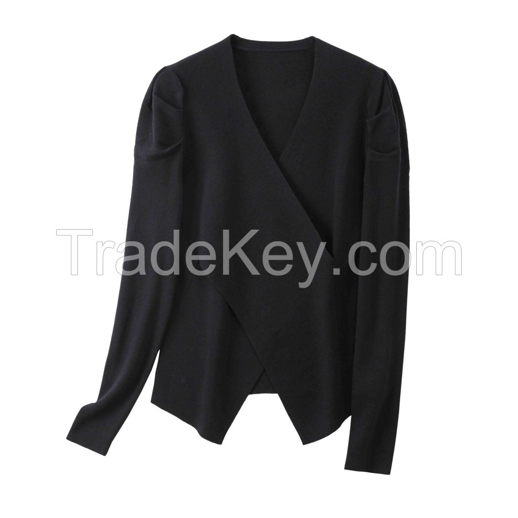 2026 Lady's Woollen Sweater French V-neck style makes you look slimmer