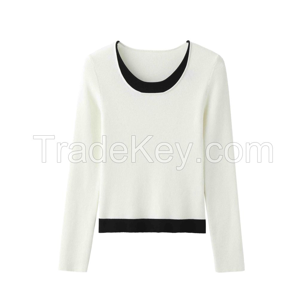 2026 Lady's Woollen Sweater Faux two-piece top