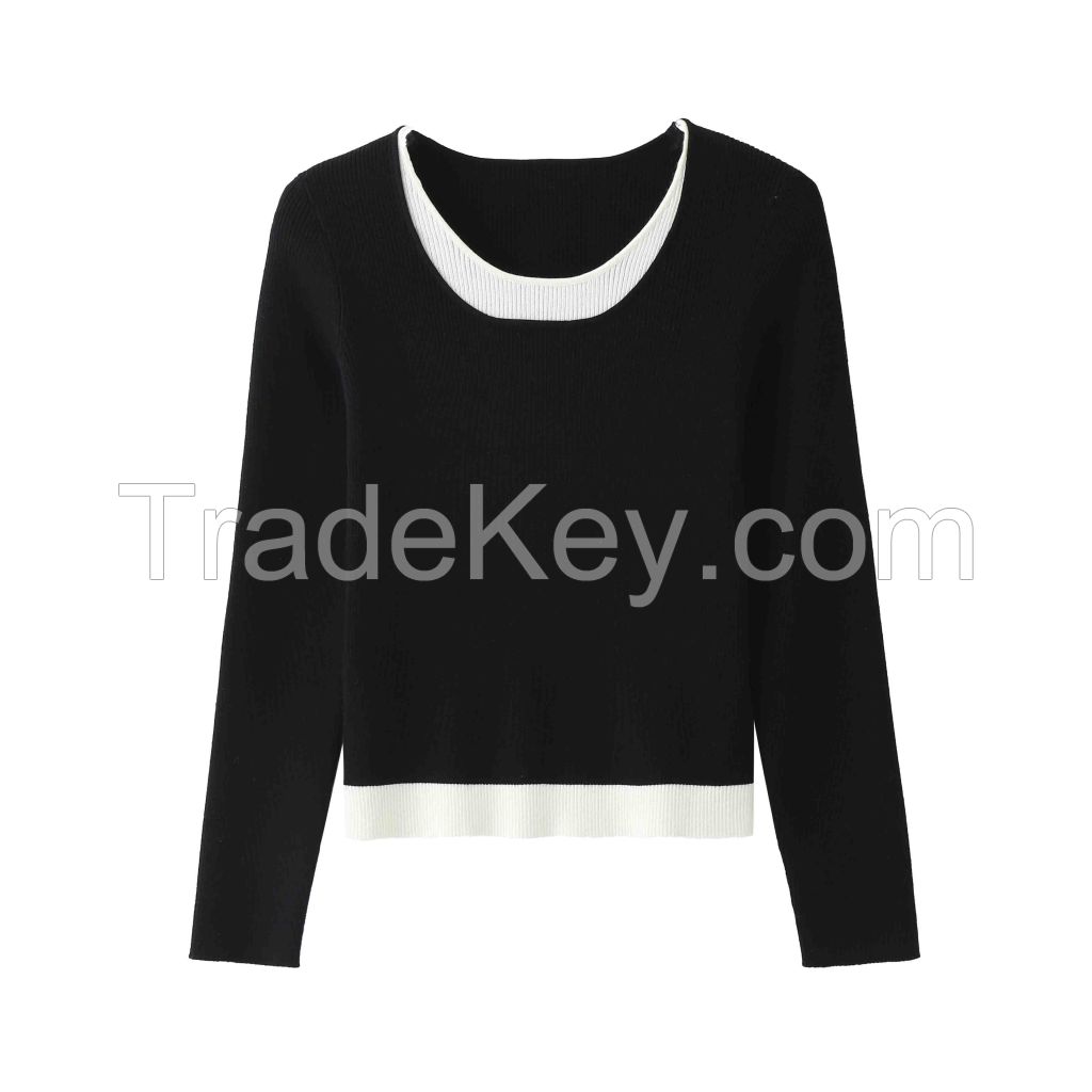 2026 Lady's Woollen Sweater Faux two-piece top