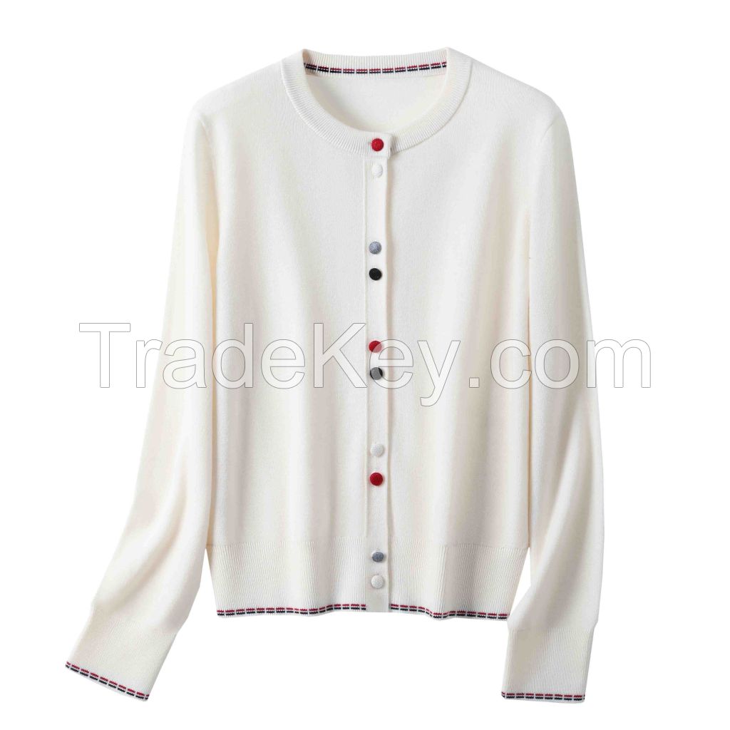2026 Lady's Woollen Sweater Button-up cardigan