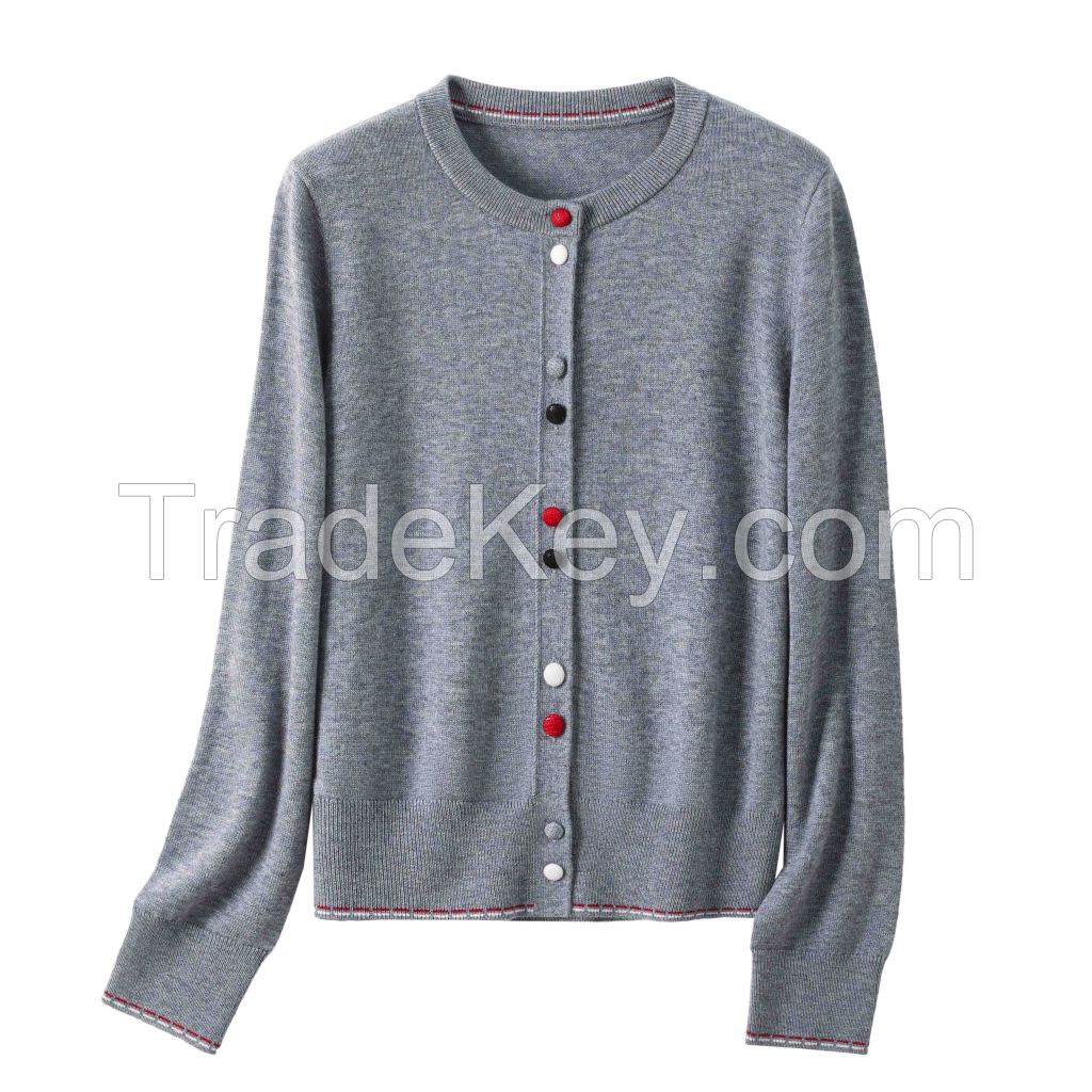2026 Lady's Woollen Sweater Button-up cardigan