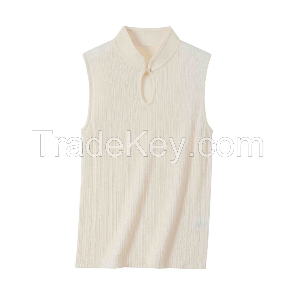 2026 Lady's Woollen Sweater Cheongsam Collar Fitted and slimming top