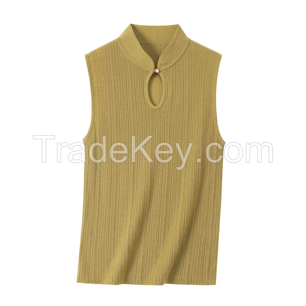 2026 Lady's Woollen Sweater Cheongsam Collar Fitted and slimming top