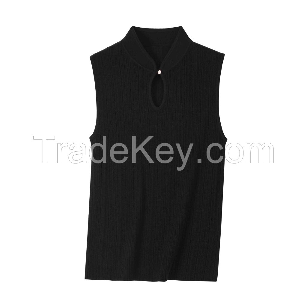 2026 Lady's Woollen Sweater Cheongsam Collar Fitted and slimming top