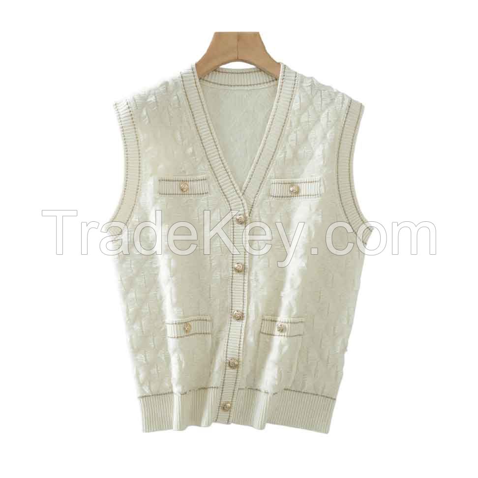 2026 Lady's Waistcoat V-Neck Button-up Cardigan