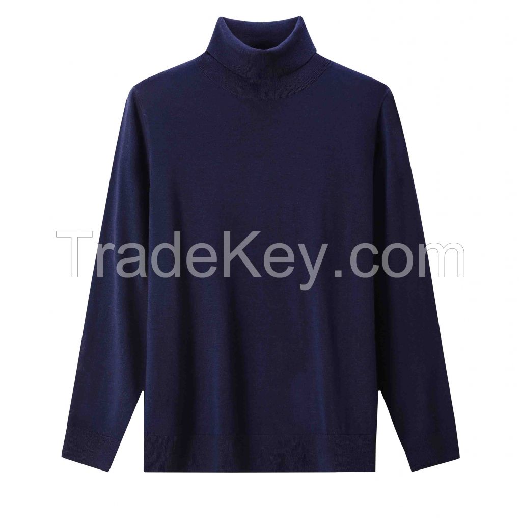 2026 Men's Woollen Sweater High-neck Solid Color Versatile Top