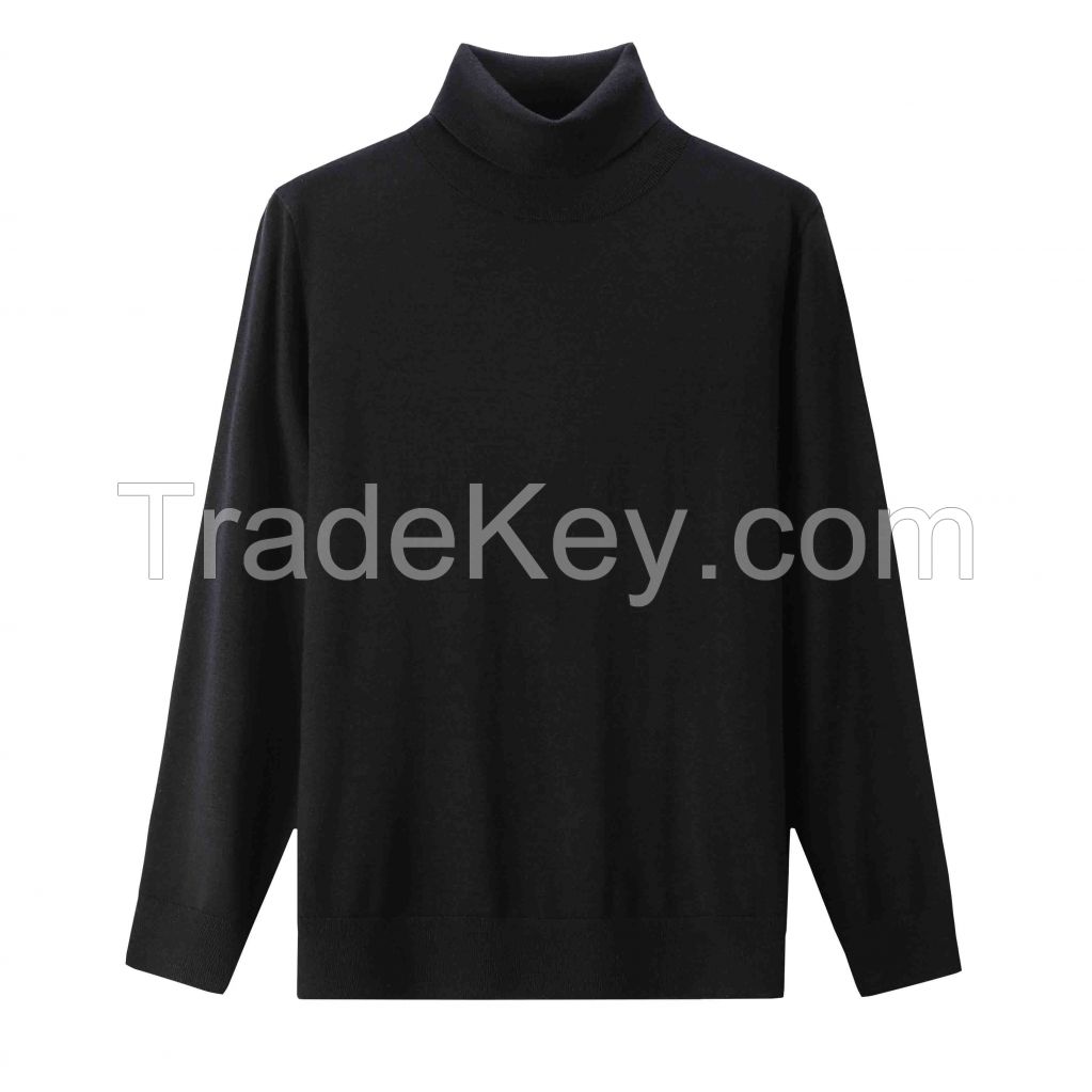 2026 Men's Woollen Sweater High-neck Solid Color Versatile Top