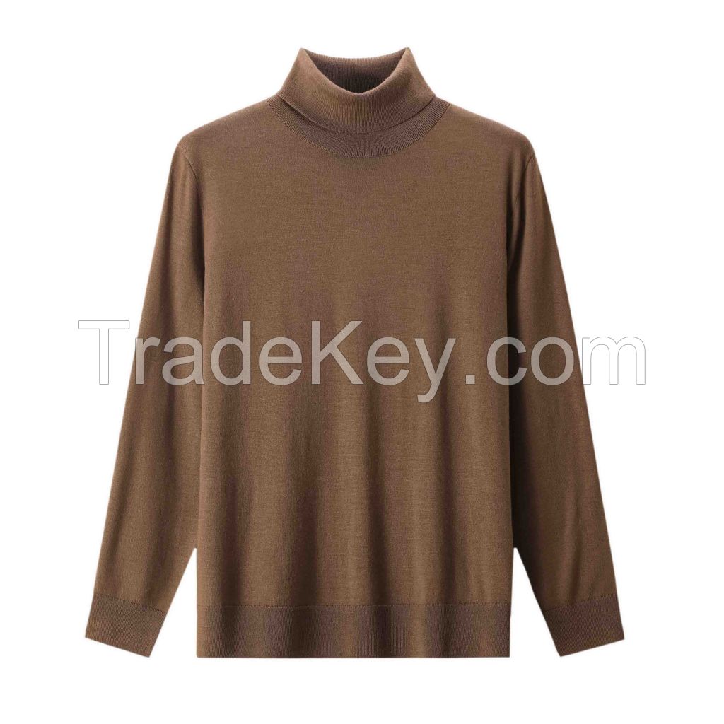 2026 Men's Woollen Sweater High-neck Solid Color Versatile Top