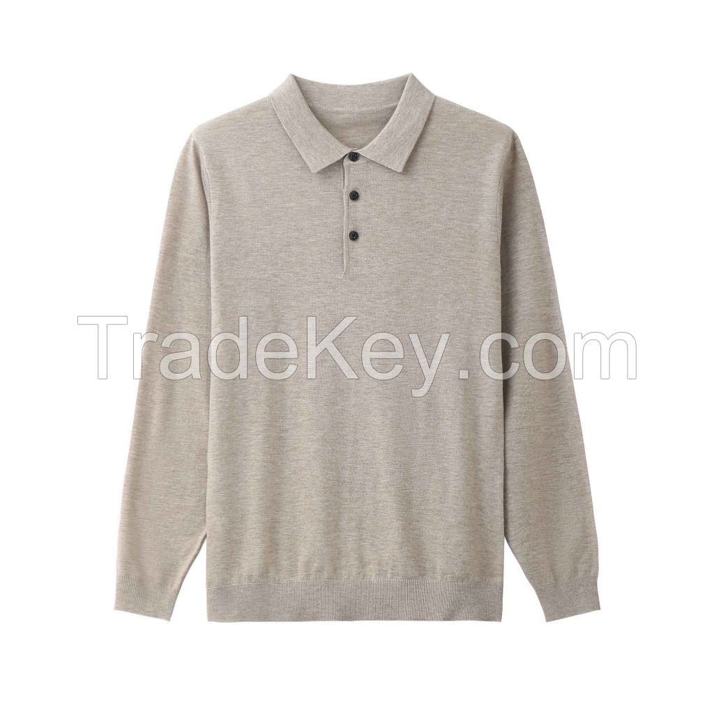 2026 Men's Wool-blend Shirt Solid Color Long-sleeve Shirt