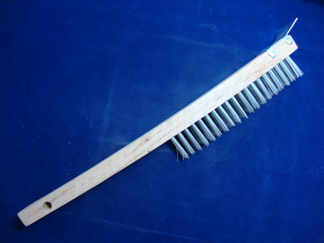 Wire Brush with Wood Handle and Scraper