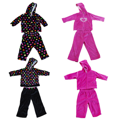 Stock baby girl's velour suit