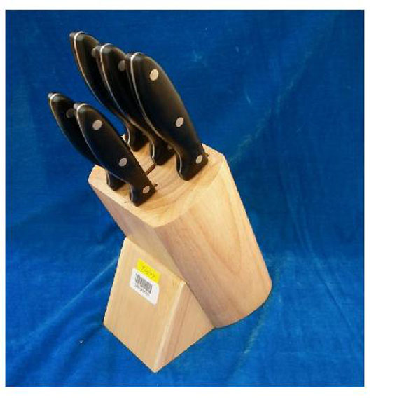 5pcs PP handle kitchen knives with oak wood block