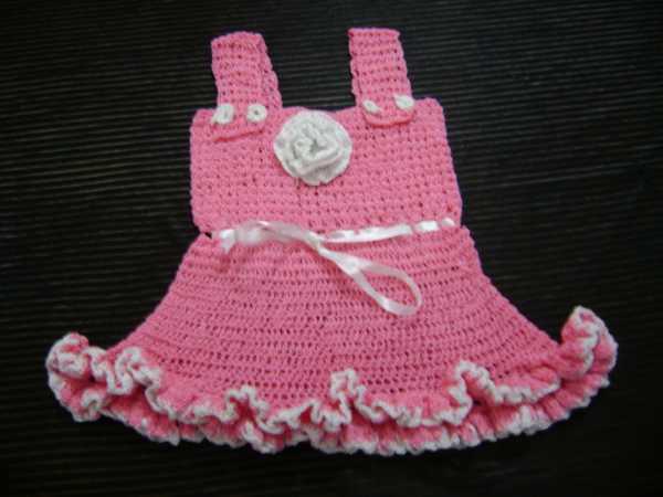 Crochet Pink Strap dress for baby girls