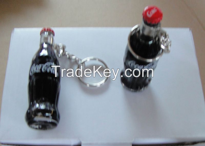 Coca-Cola miniature glass bottle with keychiain