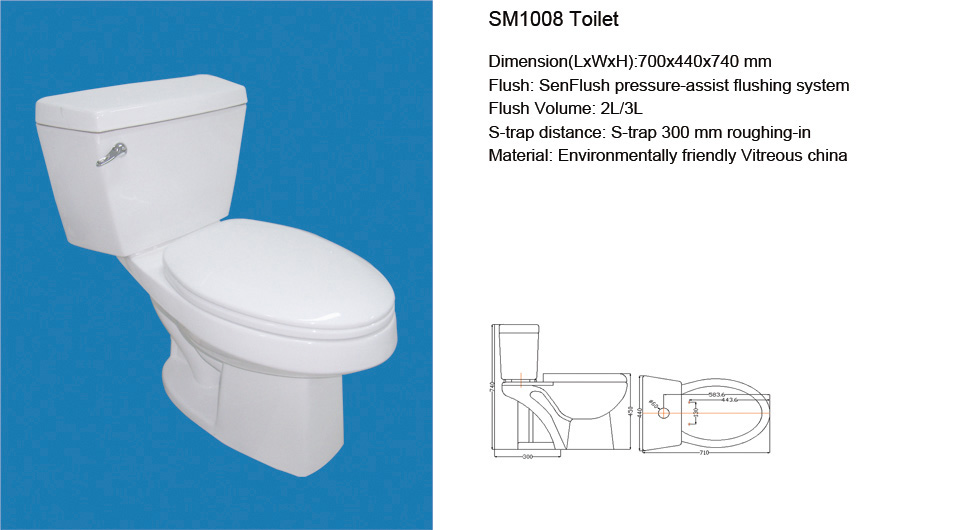 two piece water saving toilet