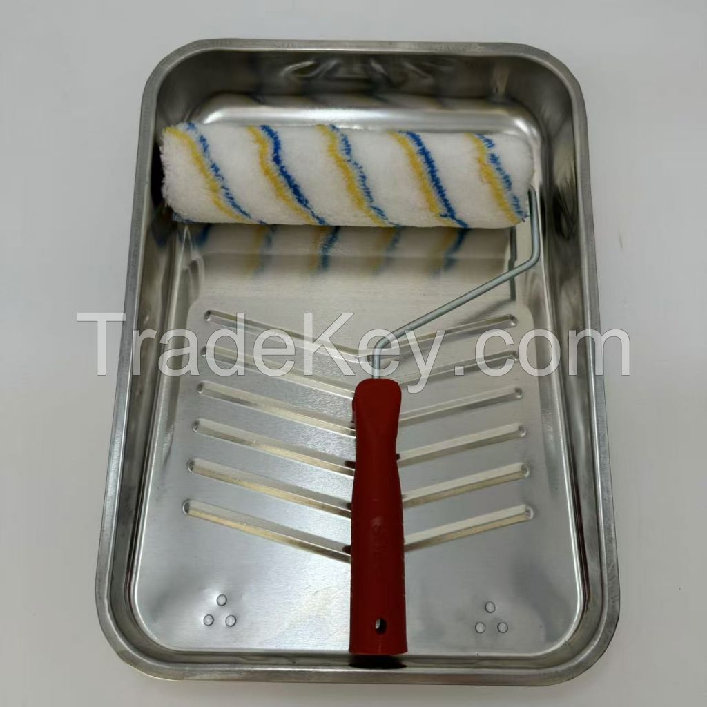 Metal paint tray 9"paint tool roller set metal tray with 9" inch roller cover 