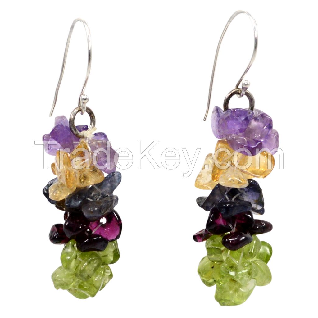 Amethyst, Peridot & Citrine 925 Sterling Silver Earring PG-103798