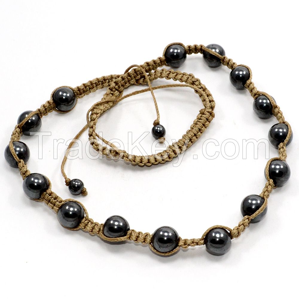 Hematite Gemstone Adjustable Thread Necklace Pg-108326