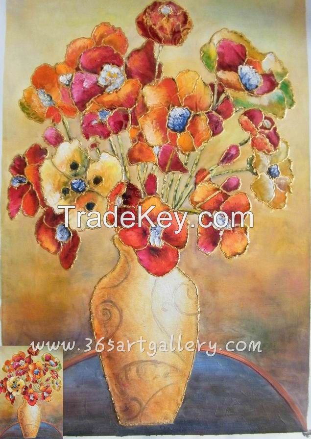 flower knife&amp;brush oil painting reproduction for home decoration