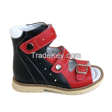 Leather Children orthopedic sandal with extra depth and removable orthopedic insole