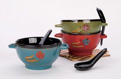 Ceramic soup bowl and spoon colorful spoon bowl rice bowl noodle bowl grue bowl