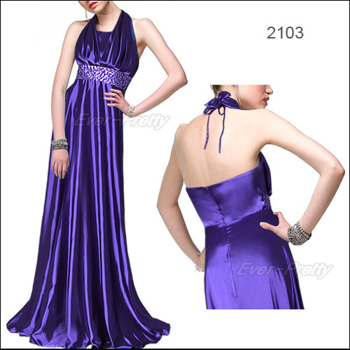 Sexy Royal Purple Halter Evening Dress